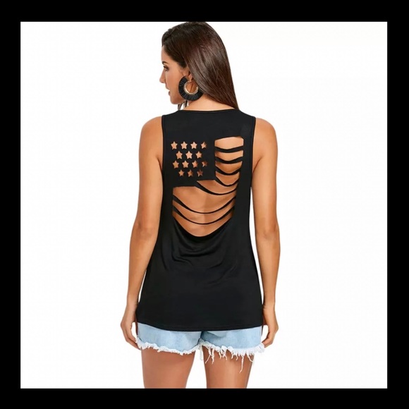 Tops - 🇺🇸NOW HERE🇺🇸American Flag Hollow Out Tank